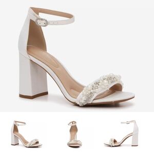 Elegant White Pearl Embellished Women's Heels